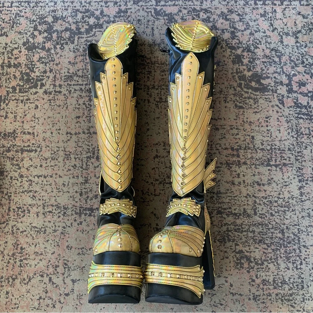 Last pair! New Dolls Kill Wrath of Goddess Knee Boots - Picture 9 of 11